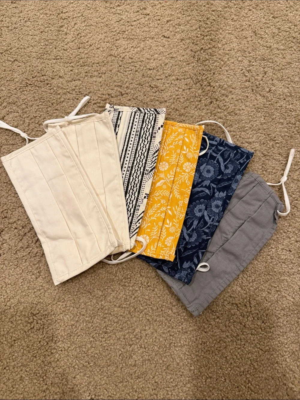 Old Navy Cotton Face Mask Bundle - Neutral, Yellow, Navy, Gray